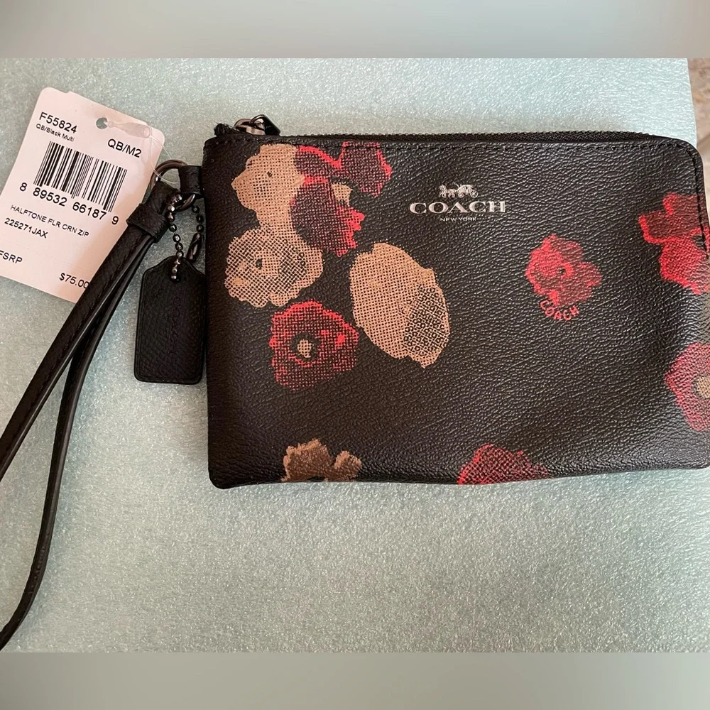 Floral print Coach zip wristlet, NWT - Picture 1 of 3